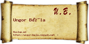 Ungor Béla névjegykártya